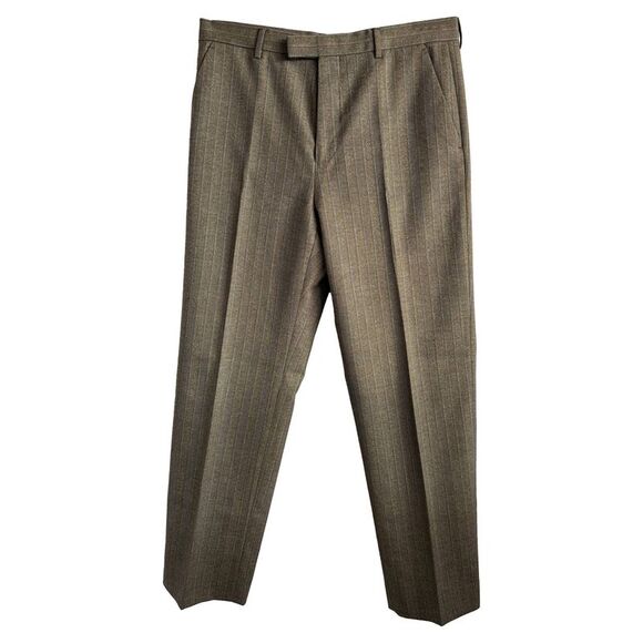 Herringbone Striped Trousers in brown Wool